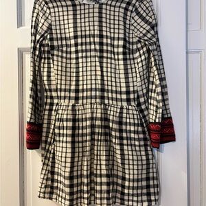 Zara Plaid Long Sleeve Dress with Red Accents